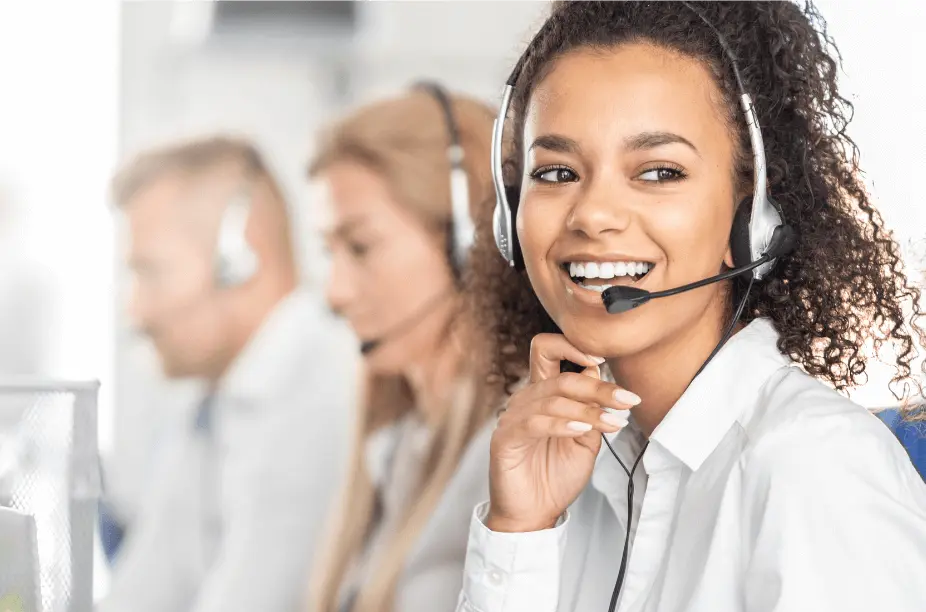 Call center employee working