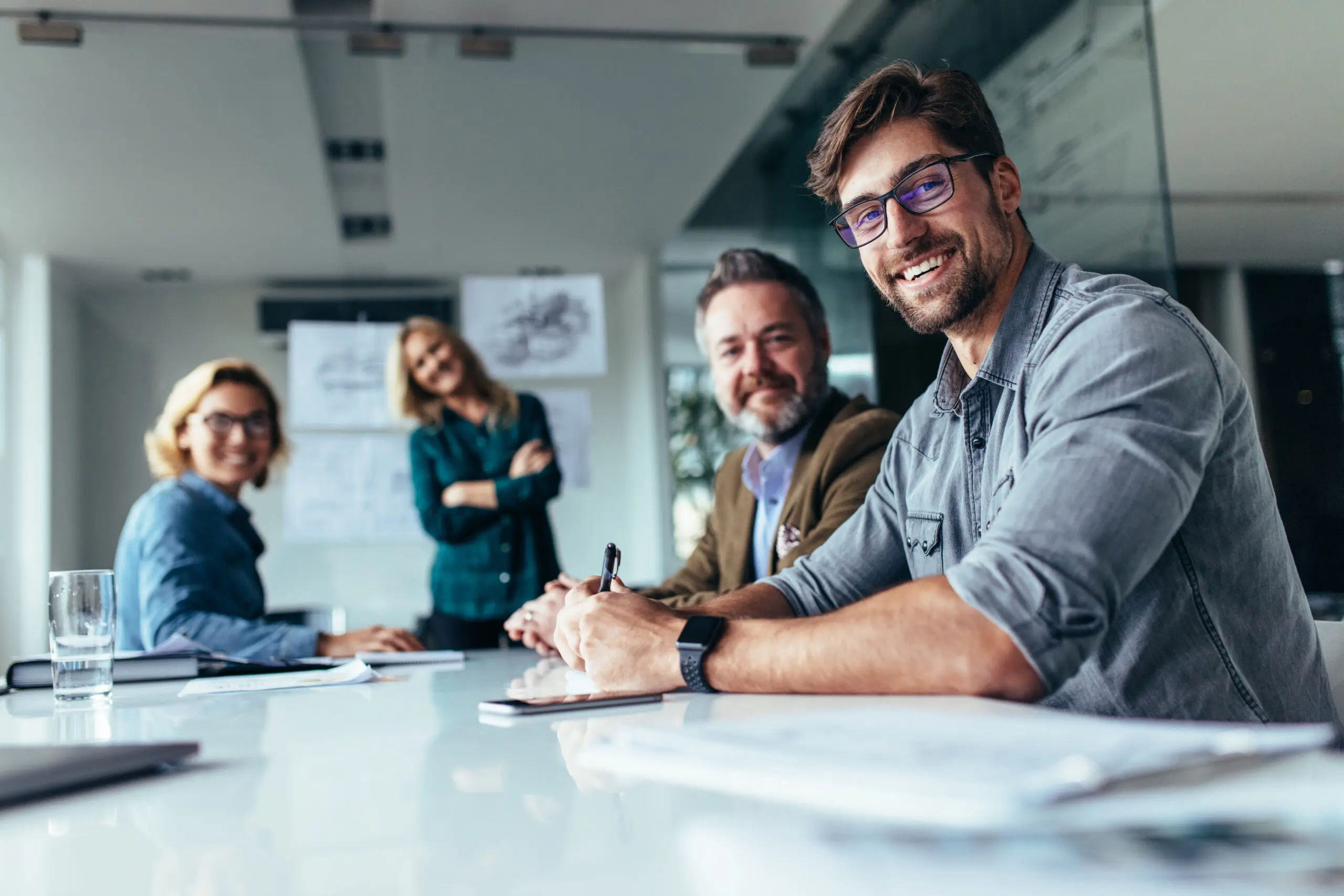 group-of-employees Job seeker smiling